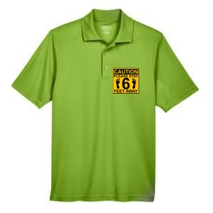 Caution Please Stay 6 Feet Away Men's Origin Performance Pique Polo