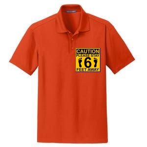 Caution Please Stay 6 Feet Away Dry Zone Grid Polo