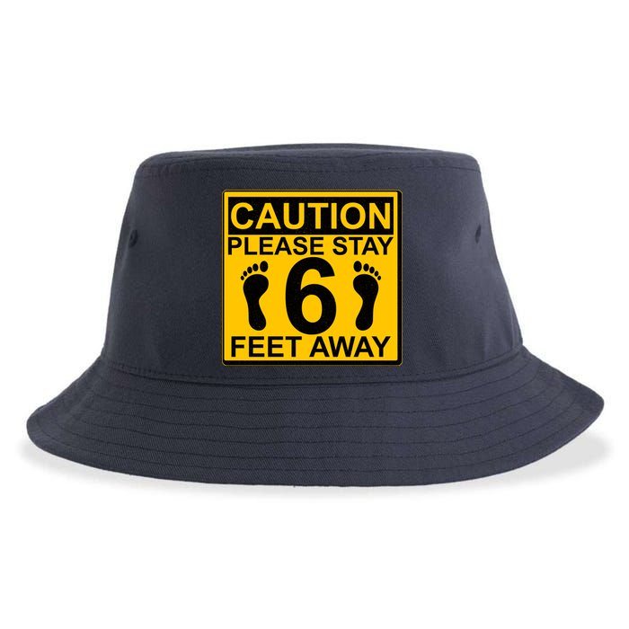 Caution Please Stay 6 Feet Away Sustainable Bucket Hat