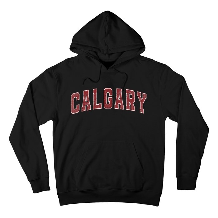 Calgary Ab Vintage Sports Red Retro Varsity Text Hoodie