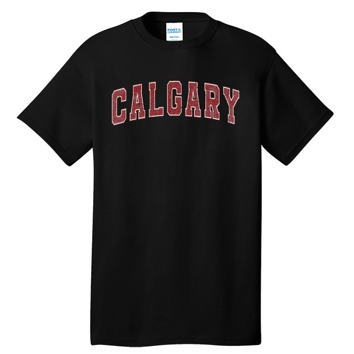 Calgary Ab Vintage Sports Red Retro Varsity Text Tall T-Shirt