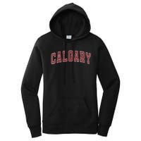 Calgary Ab Vintage Sports Red Retro Varsity Text Women's Pullover Hoodie