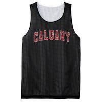 Calgary Ab Vintage Sports Red Retro Varsity Text Mesh Reversible Basketball Jersey Tank