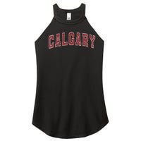 Calgary Ab Vintage Sports Red Retro Varsity Text Women's Perfect Tri Rocker Tank