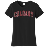 Calgary Ab Vintage Sports Red Retro Varsity Text Women's T-Shirt