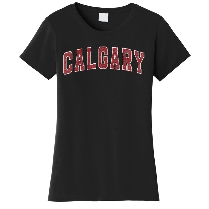 Calgary Ab Vintage Sports Red Retro Varsity Text Women's T-Shirt