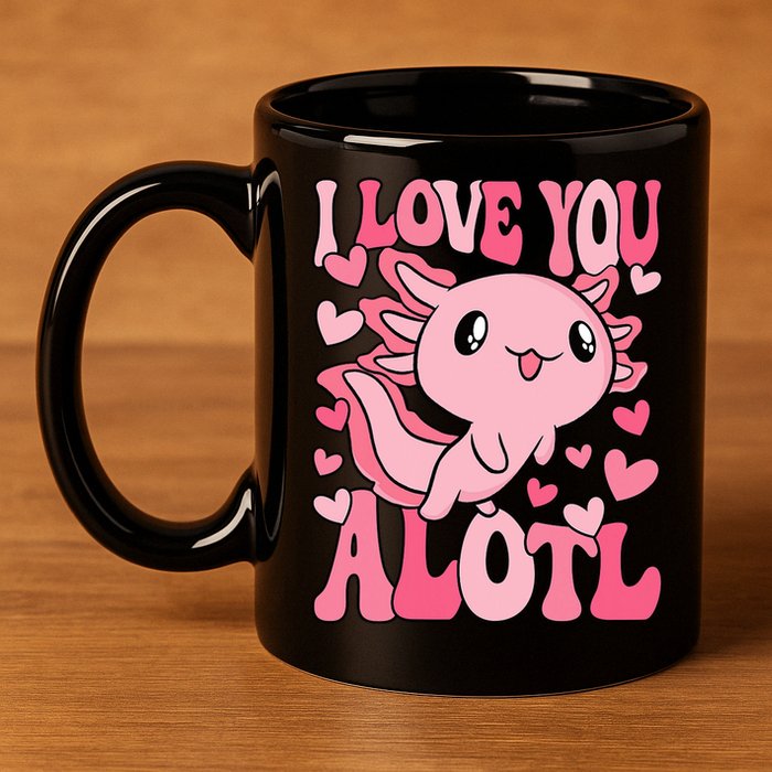 Cute Axolotl Valentines Day Valentine 11oz C Handle Ceramic Mug