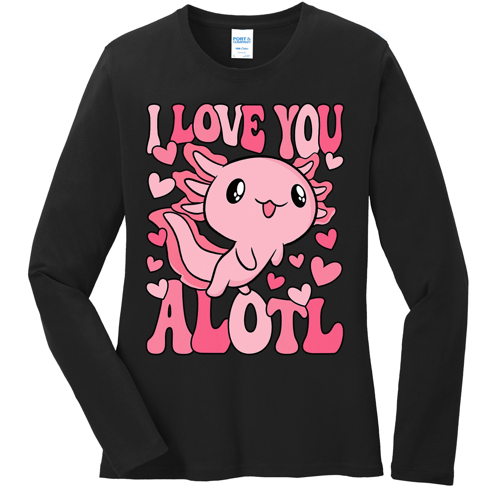 Cute Axolotl Valentines Day Valentine Ladies Long Sleeve Shirt
