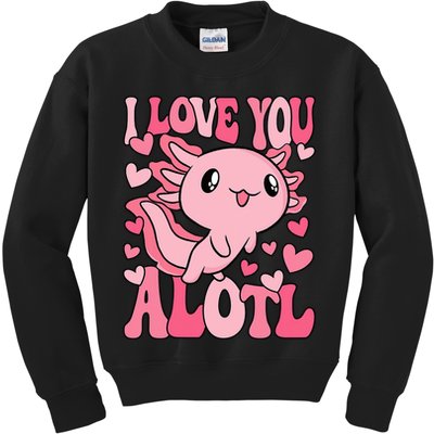 Cute Axolotl Valentines Day Valentine Kids Sweatshirt