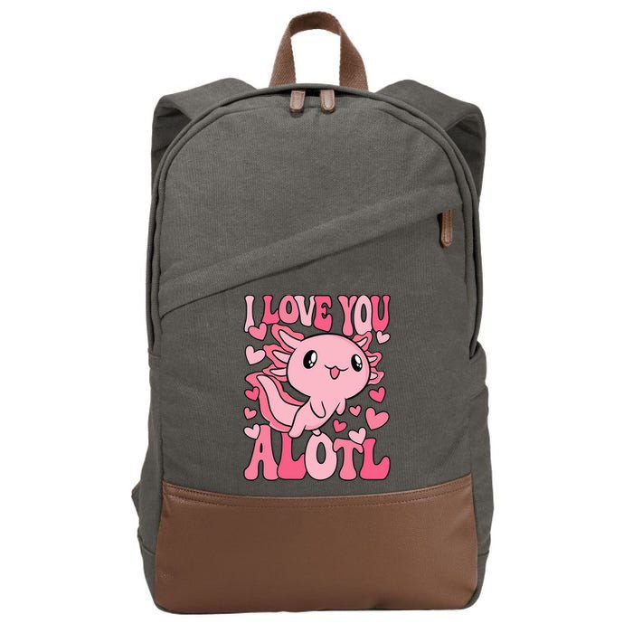 Cute Axolotl Valentines Day Valentine Cotton Canvas Backpack