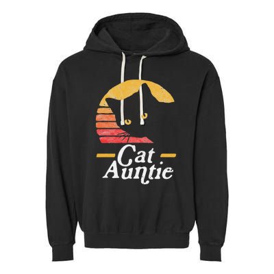 Cat Aunt Vintage Eighties Style Sun Cat Retro Distressed Garment-Dyed Fleece Hoodie