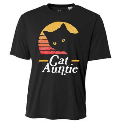 Cat Aunt Vintage Eighties Style Sun Cat Retro Distressed Cooling Performance Crew T-Shirt