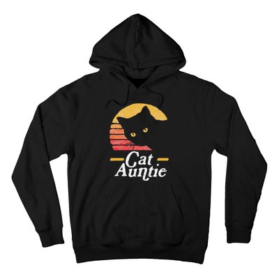 Cat Aunt Vintage Eighties Style Sun Cat Retro Distressed Hoodie