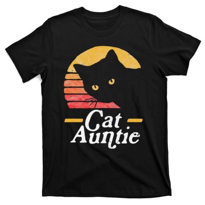 Cat Aunt Vintage Eighties Style Sun Cat Retro Distressed T-Shirt