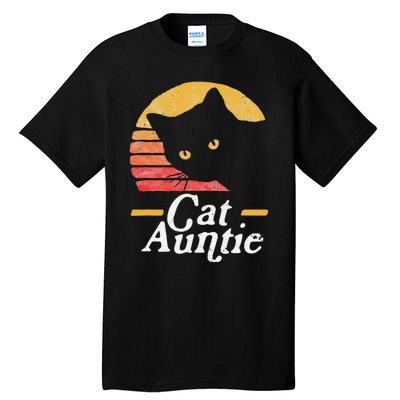 Cat Aunt Vintage Eighties Style Sun Cat Retro Distressed Tall T-Shirt