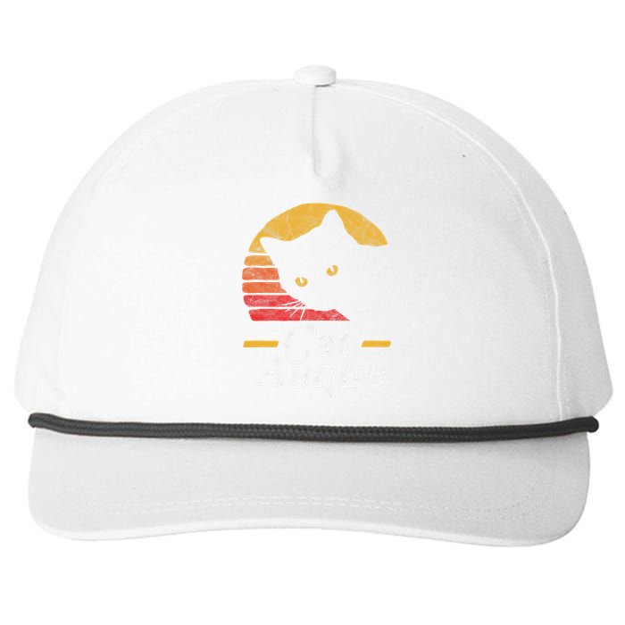 Cat Aunt Vintage Eighties Style Sun Cat Retro Distressed Snapback Five-Panel Rope Hat