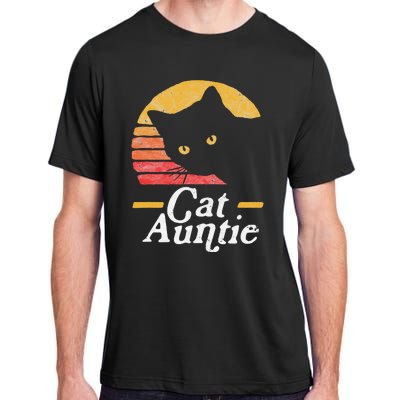 Cat Aunt Vintage Eighties Style Sun Cat Retro Distressed Adult ChromaSoft Performance T-Shirt