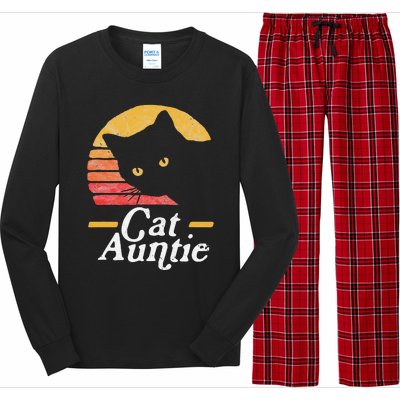 Cat Aunt Vintage Eighties Style Sun Cat Retro Distressed Long Sleeve Pajama Set