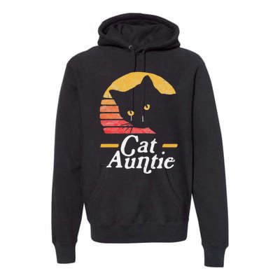 Cat Aunt Vintage Eighties Style Sun Cat Retro Distressed Premium Hoodie