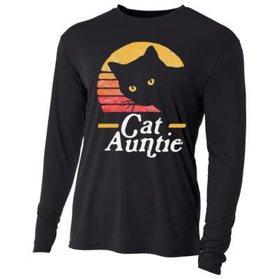 Cat Aunt Vintage Eighties Style Sun Cat Retro Distressed Cooling Performance Long Sleeve Crew