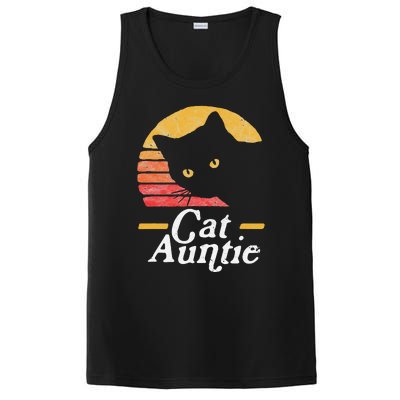 Cat Aunt Vintage Eighties Style Sun Cat Retro Distressed PosiCharge Competitor Tank