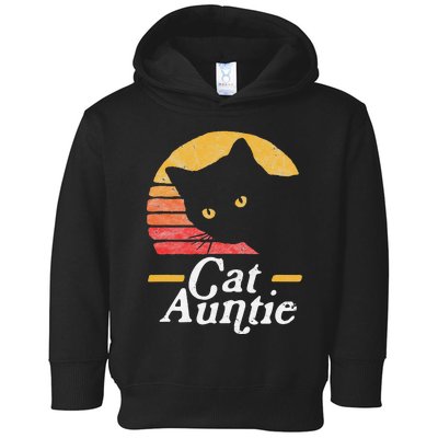 Cat Aunt Vintage Eighties Style Sun Cat Retro Distressed Toddler Hoodie