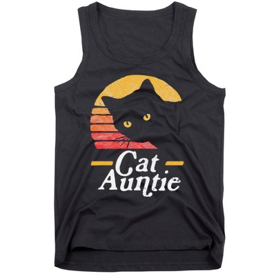 Cat Aunt Vintage Eighties Style Sun Cat Retro Distressed Tank Top