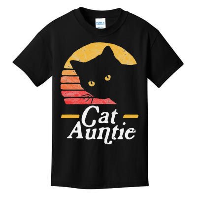 Cat Aunt Vintage Eighties Style Sun Cat Retro Distressed Kids T-Shirt