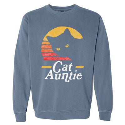 Cat Aunt Vintage Eighties Style Sun Cat Retro Distressed Garment-Dyed Sweatshirt