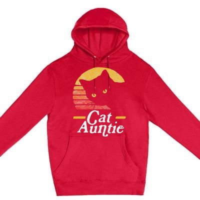 Cat Aunt Vintage Eighties Style Sun Cat Retro Distressed Premium Pullover Hoodie