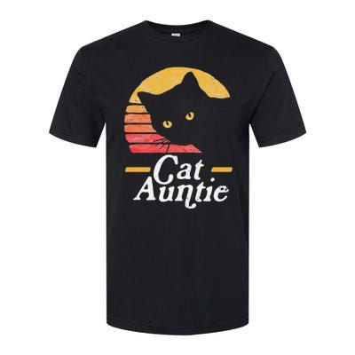 Cat Aunt Vintage Eighties Style Sun Cat Retro Distressed Softstyle CVC T-Shirt