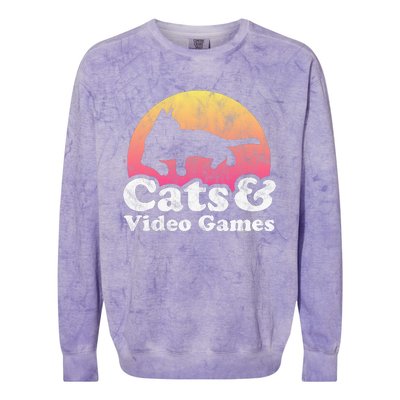 Cats And Video Games Cat And Video Game Gift Colorblast Crewneck Sweatshirt