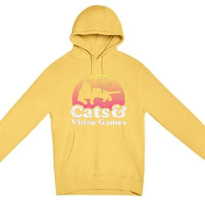 Cats And Video Games Cat And Video Game Gift Premium Pullover Hoodie