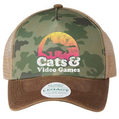 Cats And Video Games Cat And Video Game Gift Legacy Tie Dye Trucker Hat