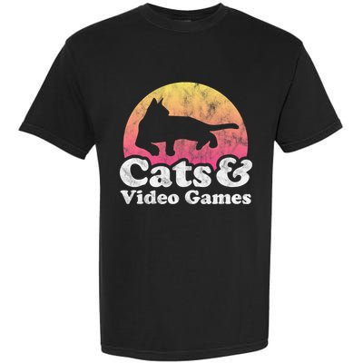 Cats And Video Games Cat And Video Game Gift Garment-Dyed Heavyweight T-Shirt