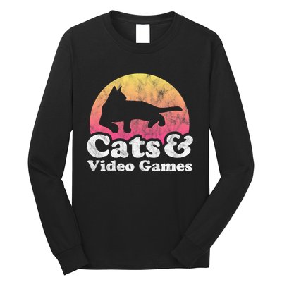 Cats And Video Games Cat And Video Game Gift Long Sleeve Shirt