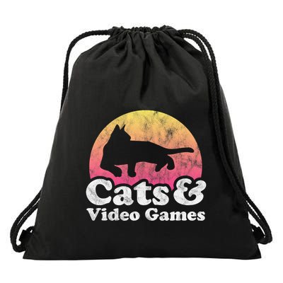 Cats And Video Games Cat And Video Game Gift Drawstring Bag