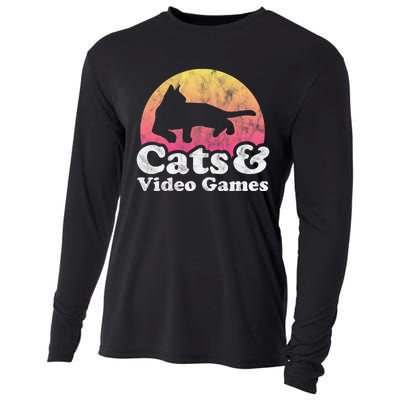 Cats And Video Games Cat And Video Game Gift Cooling Performance Long Sleeve Crew