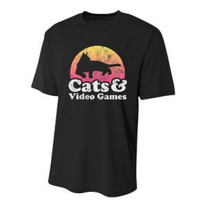 Cats And Video Games Cat And Video Game Gift Youth Performance Sprint T-Shirt