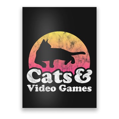 Cats And Video Games Cat And Video Game Gift Poster