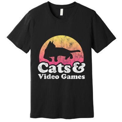 Cats And Video Games Cat And Video Game Gift Premium T-Shirt