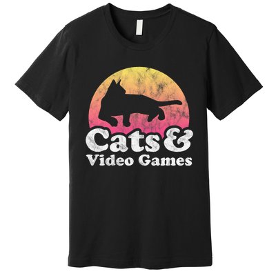 Cats And Video Games Cat And Video Game Gift Premium T-Shirt