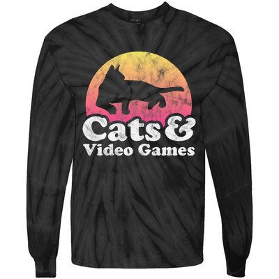 Cats And Video Games Cat And Video Game Gift Tie-Dye Long Sleeve Shirt