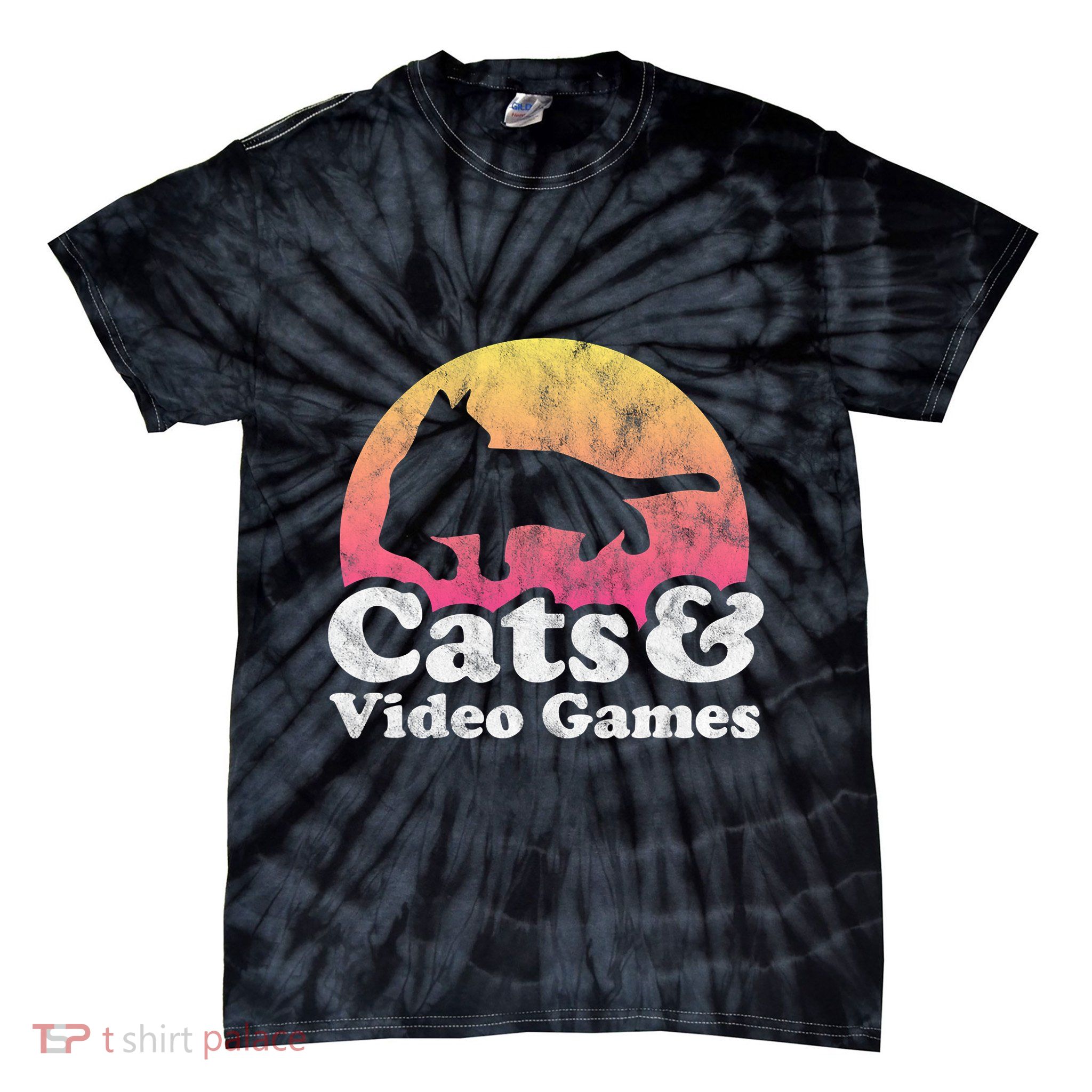 Cats And Video Games Cat And Video Game Gift Tie-Dye T-Shirt