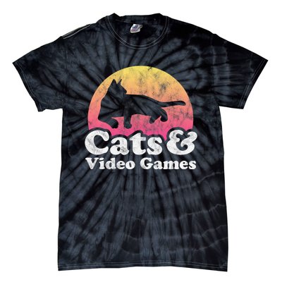 Cats And Video Games Cat And Video Game Gift Tie-Dye T-Shirt