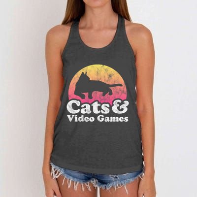 Cats And Video Games Cat And Video Game Gift Women's Knotted Racerback Tank