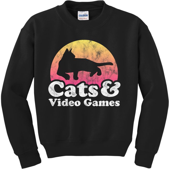 Cats And Video Games Cat And Video Game Gift Kids Sweatshirt