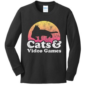 Cats And Video Games Cat And Video Game Gift Kids Long Sleeve Shirt