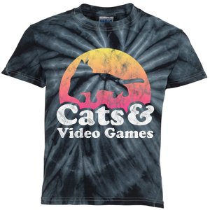 Cats And Video Games Cat And Video Game Gift Kids Tie-Dye T-Shirt