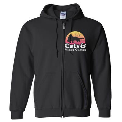 Cats And Video Games Cat And Video Game Gift Full Zip Hoodie